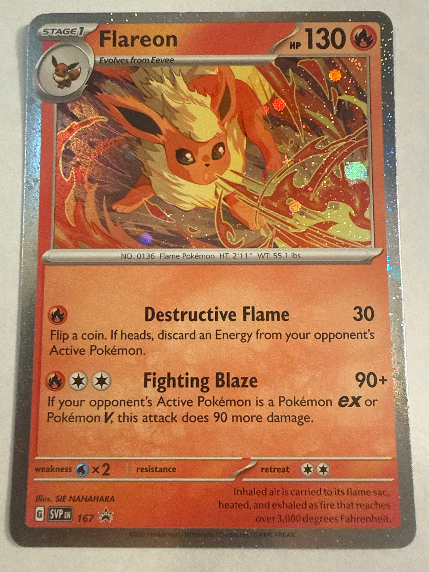 Pokémon TCG Flareon SVP 167 Black Star Promo Cosmos Holo Prismatic Evolutions Poster Collection
