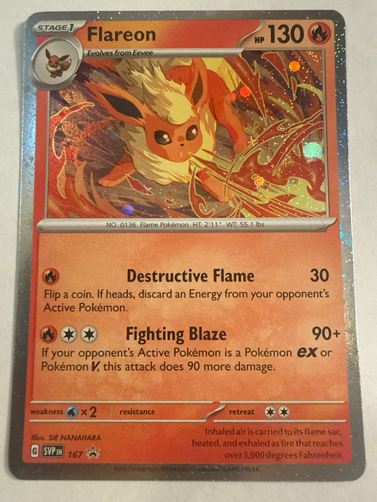 Pokémon TCG Flareon SVP 167 Black Star Promo Cosmos Holo Prismatic Evolutions Poster Collection
