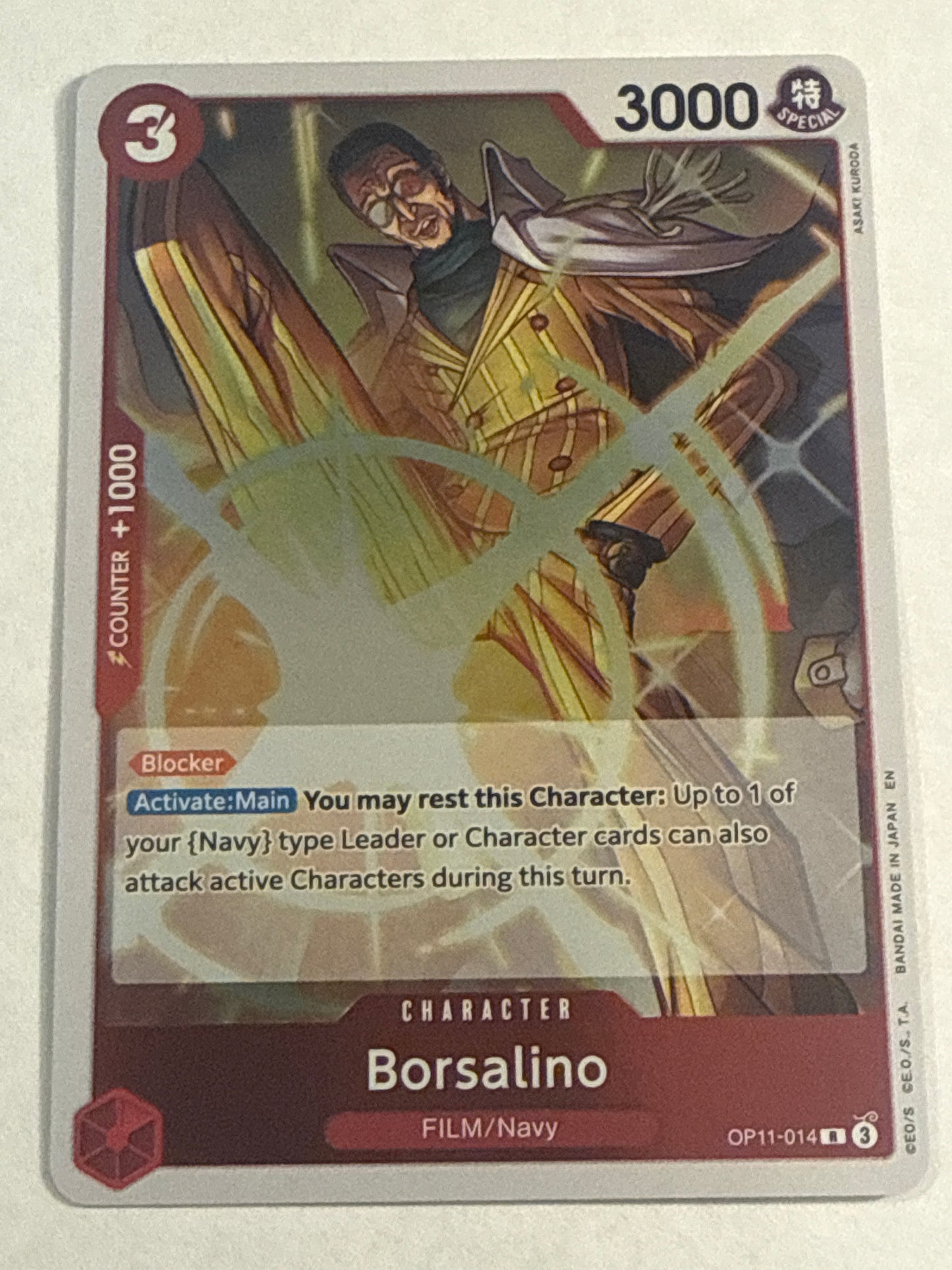 One Piece Card Game Borsalino OP11-014 Rare OP11 A Fist of Divine Speed English