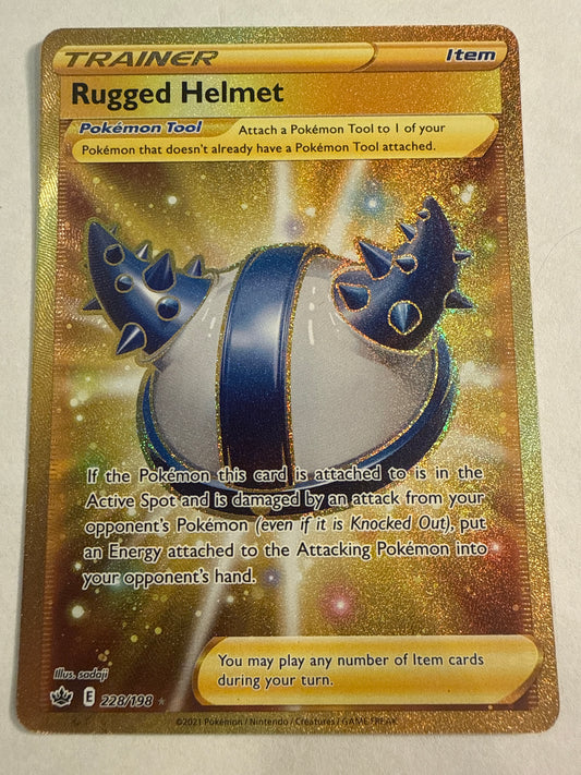 Pokémon TCG Rugged Helmet 228/198 Gold Secret Rare Trainer Item Chilling Reign