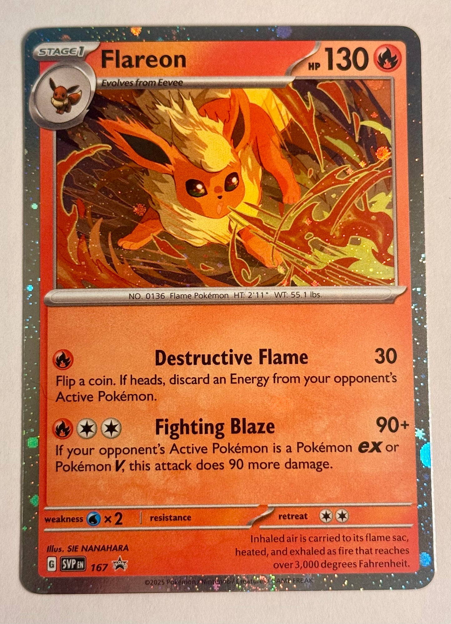 Flareon SVP 167 Pokémon TCG Black Star Promo Holo Prismatics Poster Collection