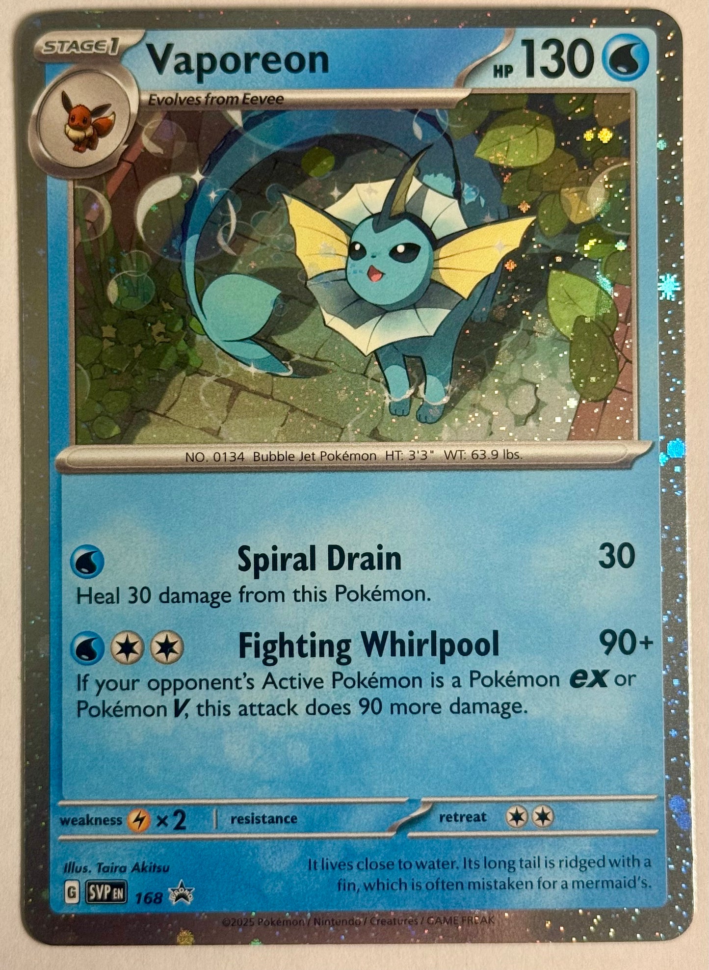 Vaporeon SVP 168 Pokémon TCG Black Star Promo Holo Prismatics Poster Collection