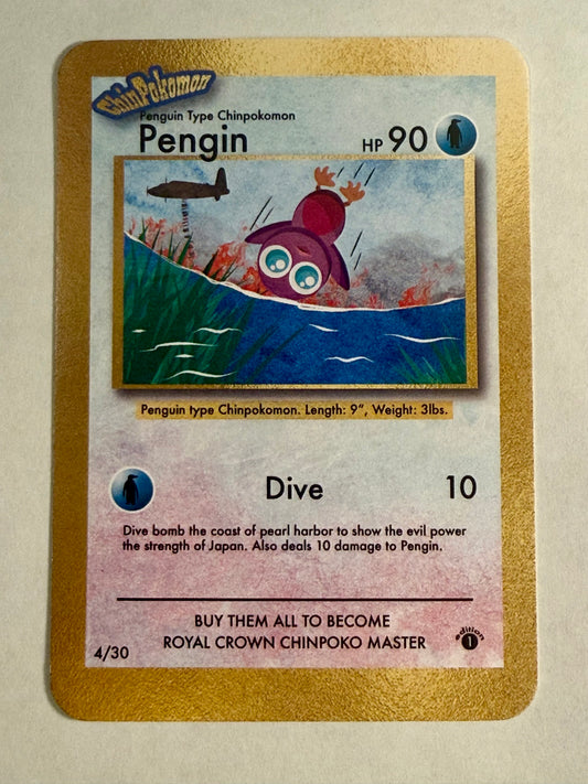 Pengin Chinpokomon Parody Card 4/30 – Blank Back Novelty Collectible
