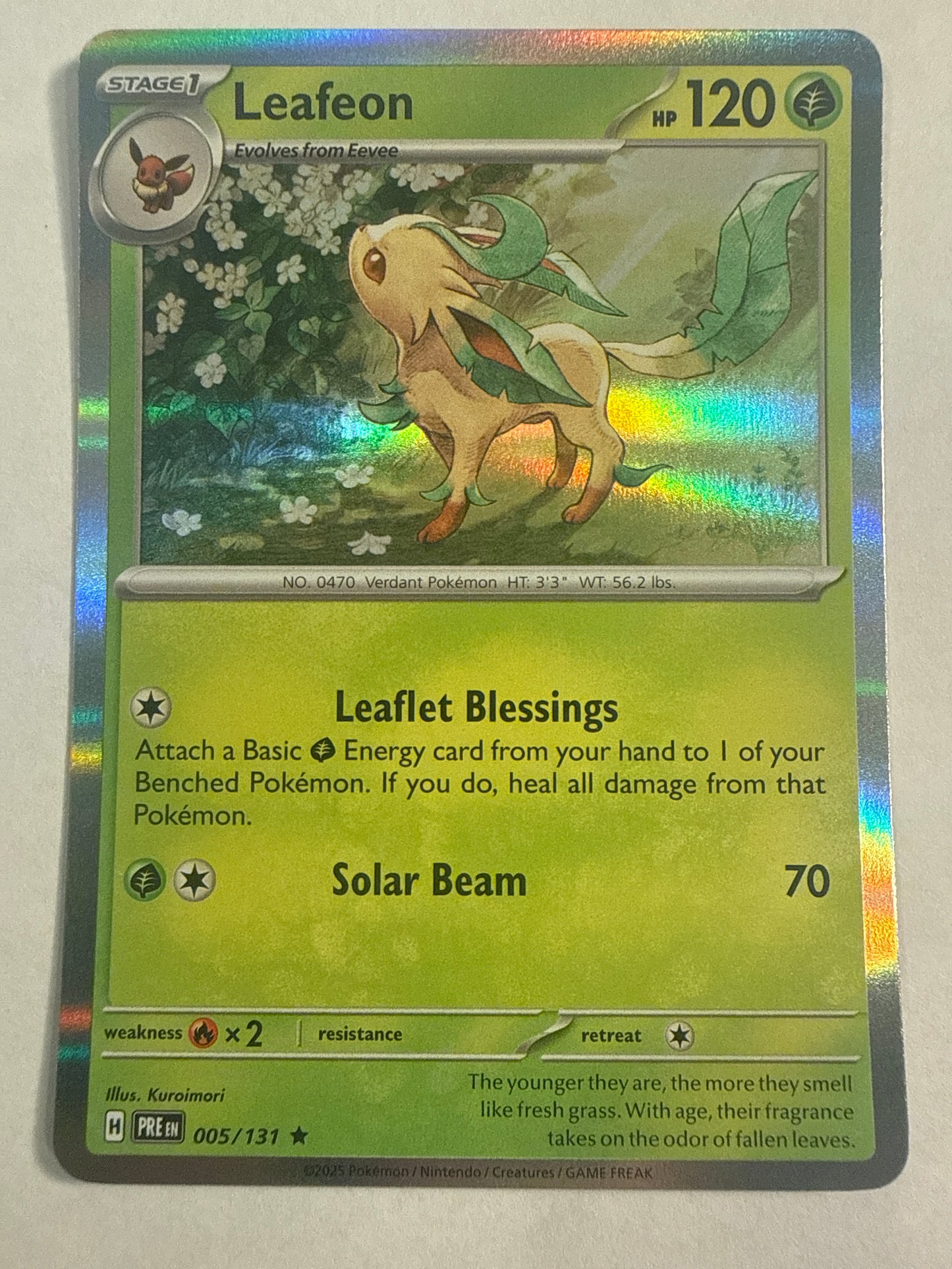 Pokémon TCG Leafeon 005/131 Prismatic Evolutions Holo Rare
