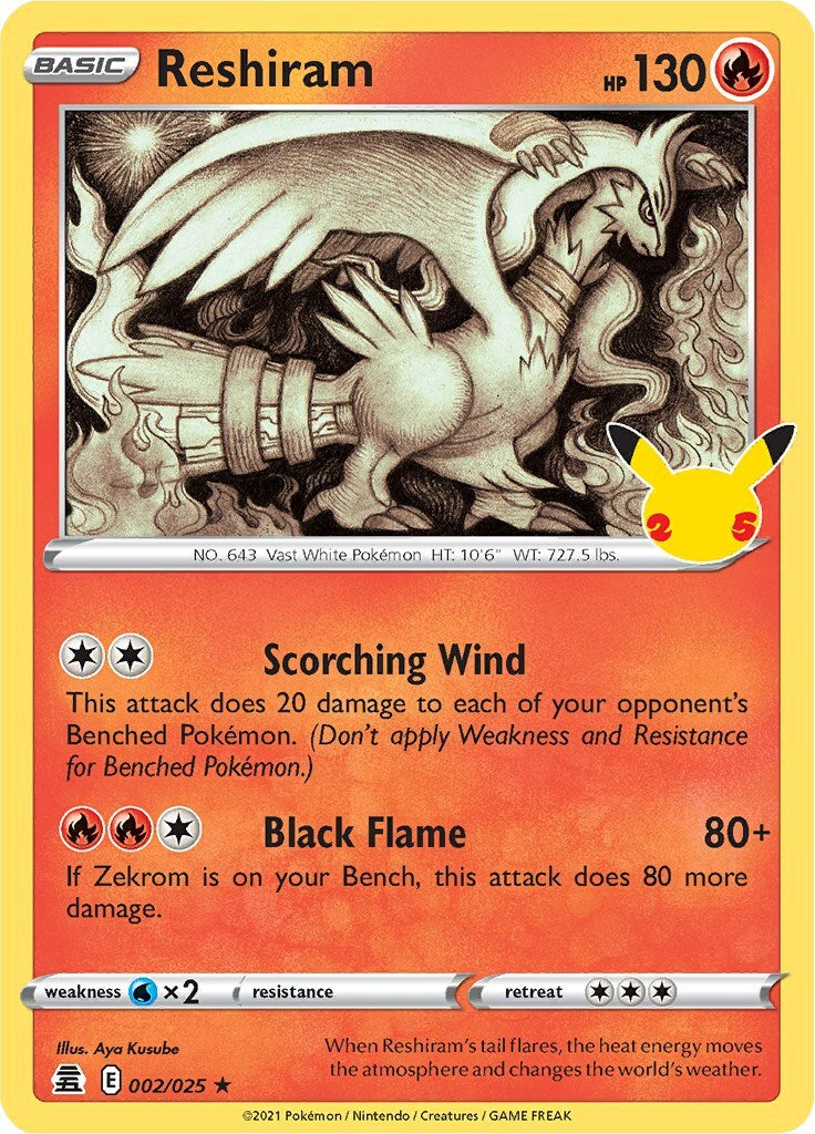 Reshiram 002/025 Celebrations Holo