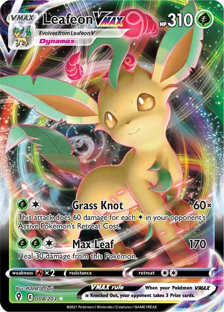 Leafeon VMAX 009/132 SWSH07: Evolving Skies Holo Chinese US Seller