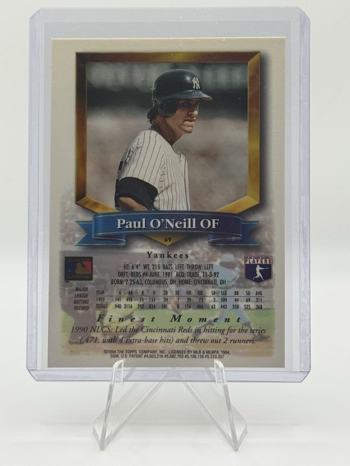 1994 Topps Finest - Refractor #69 Paul O'Neill